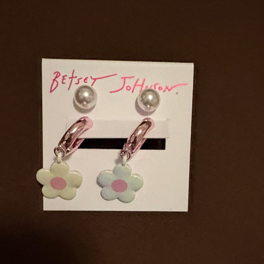 Betsey Johnson Pastel Flower Drop Earrings